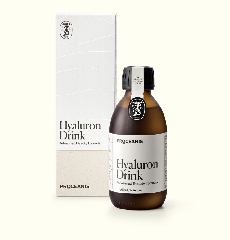 Proceanis Hyaluron Drink Flasche 200 ml mit Glas